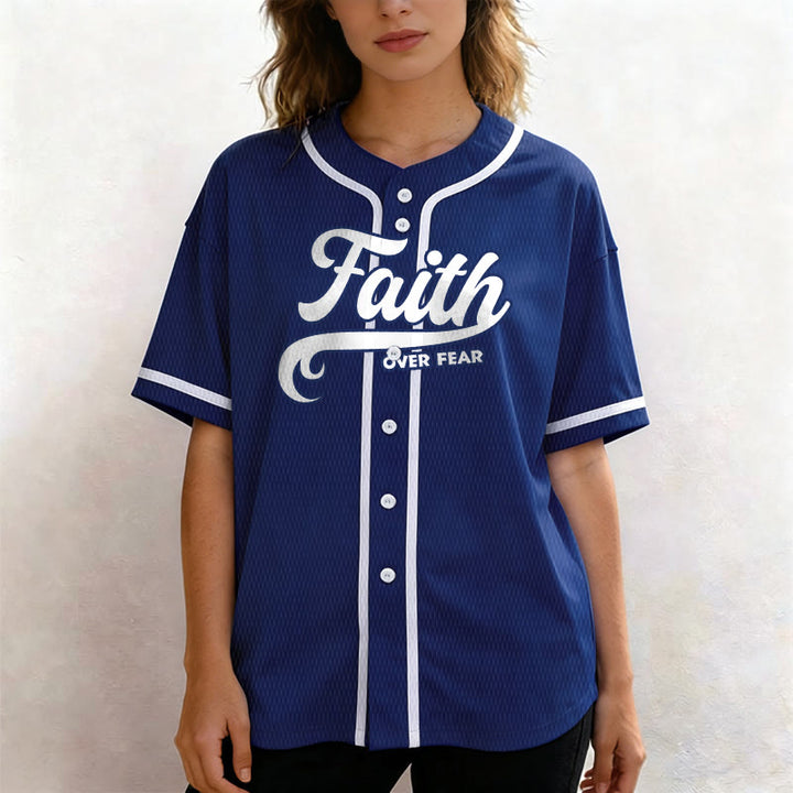 Christianartworkshop Faith Over Fear Custom Name Number Unisex Baseball Jersey - image 9