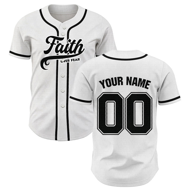 Christianartworkshop Faith Over Fear Custom Name Number Unisex Baseball Jersey - White - 5XL - Name & Number Customized - image 14