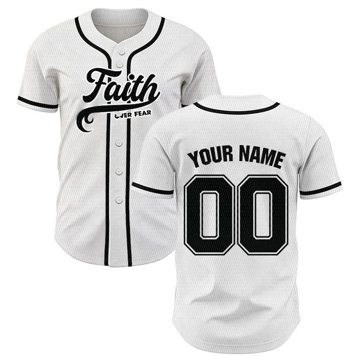 Christianartworkshop Faith Over Fear Custom Name Number Unisex Baseball Jersey - White - 5XL - Name & Number Customized - image 14