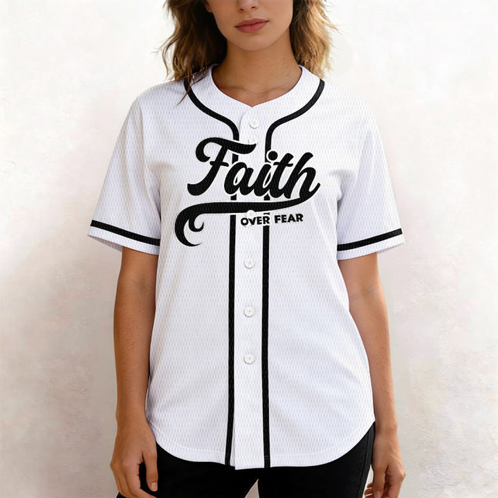 Christianartworkshop Faith Over Fear Custom Name Number Unisex Baseball Jersey - image 16