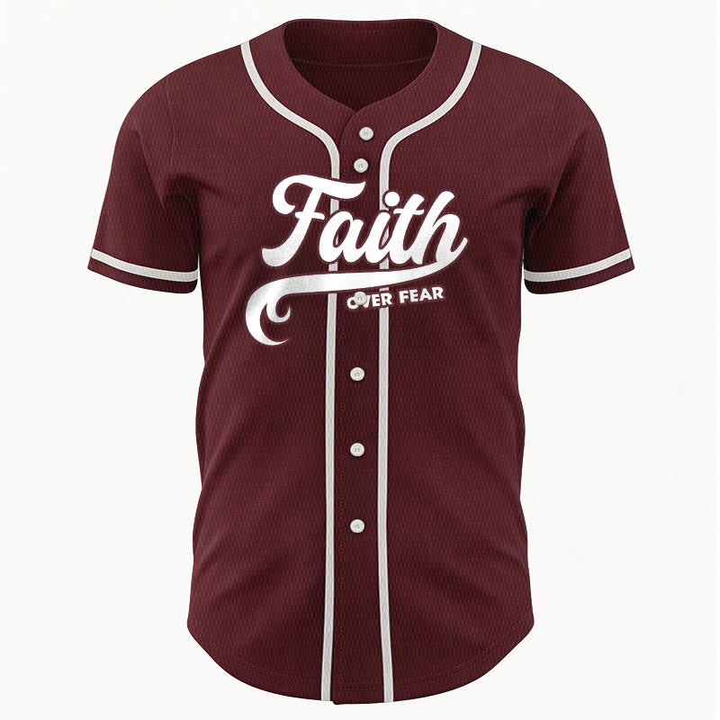 Christianartworkshop Faith Over Fear Custom Name Number Unisex Baseball Jersey - image 31