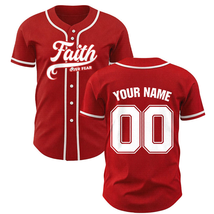 Christianartworkshop Faith Over Fear Custom Name Number Unisex Baseball Jersey - Red - 5XL - Name & Number Customized - image 21