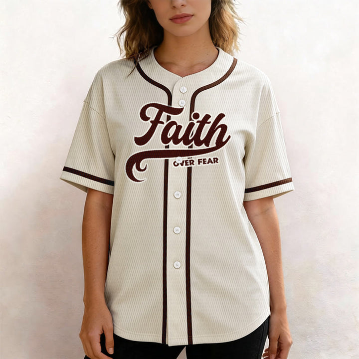 Christianartworkshop Faith Over Fear Custom Name Number Unisex Baseball Jersey - image 51