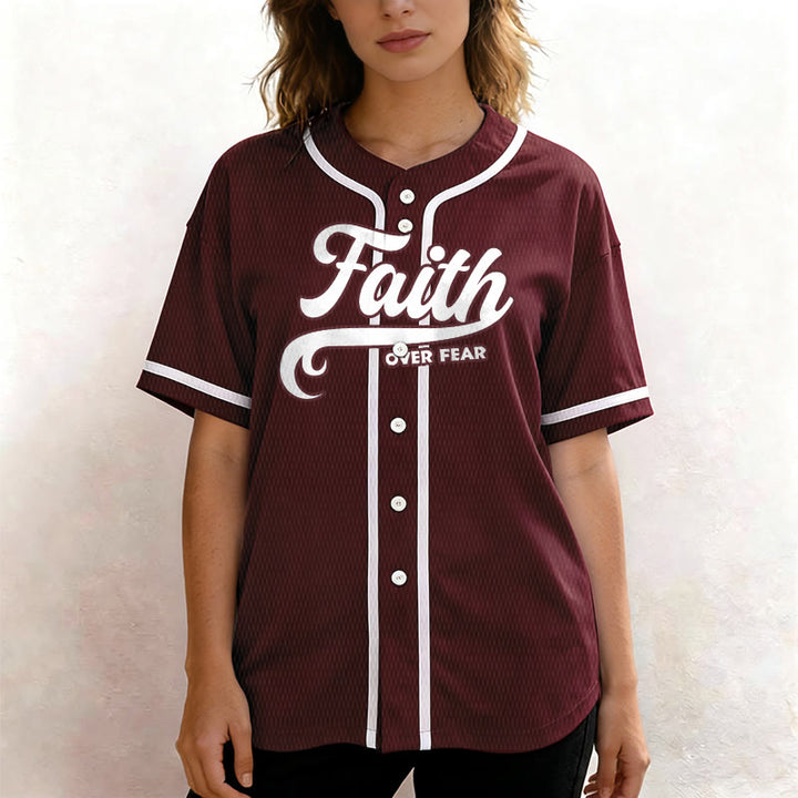 Christianartworkshop Faith Over Fear Custom Name Number Unisex Baseball Jersey - image 30