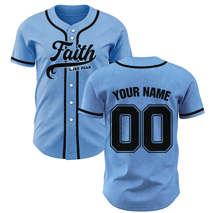 Christianartworkshop Faith Over Fear Custom Name Number Unisex Baseball Jersey - Blue - 5XL - Name & Number Customized - image 35