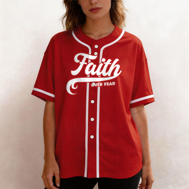 Christianartworkshop Faith Over Fear Custom Name Number Unisex Baseball Jersey - image 23