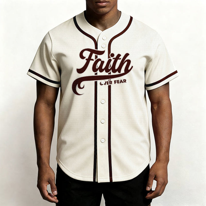 Christianartworkshop Faith Over Fear Custom Name Number Unisex Baseball Jersey - image 50