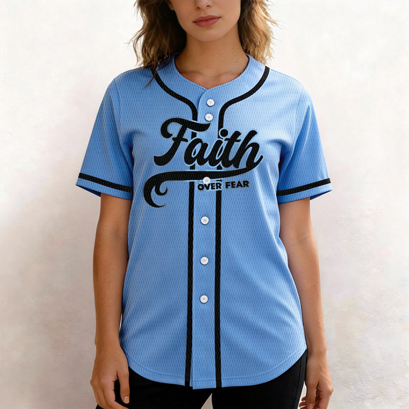 Christianartworkshop Faith Over Fear Custom Name Number Unisex Baseball Jersey - image 37