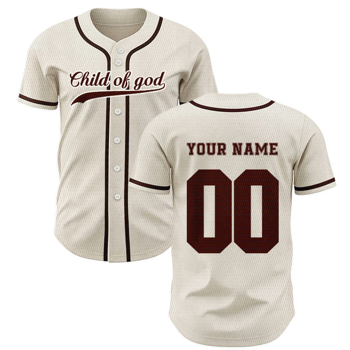 Christianartworkshop Child Of God Custom Name Number Unisex Baseball Jersey - Apricot - 5XL - Name & Number Customized - image 0