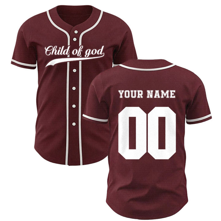 Christianartworkshop Child Of God Custom Name Number Unisex Baseball Jersey - Wine - 5XL - Name & Number Customized - image 35