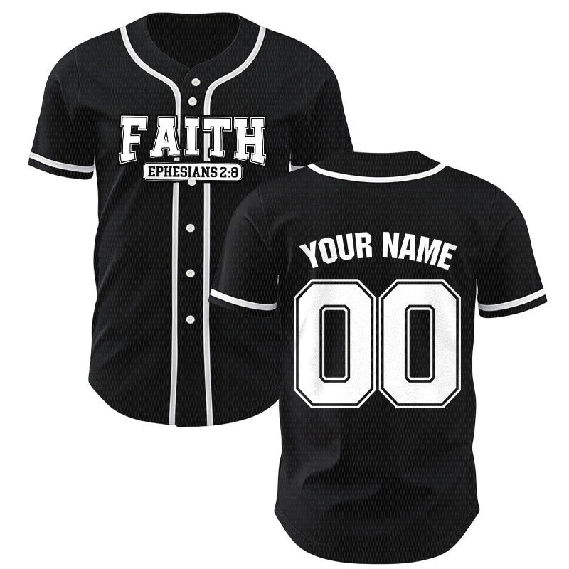 Christianartworkshop Faith Custom Name Number Baseball Jersey - Black - 5XL - Name & Number Customized - image 21