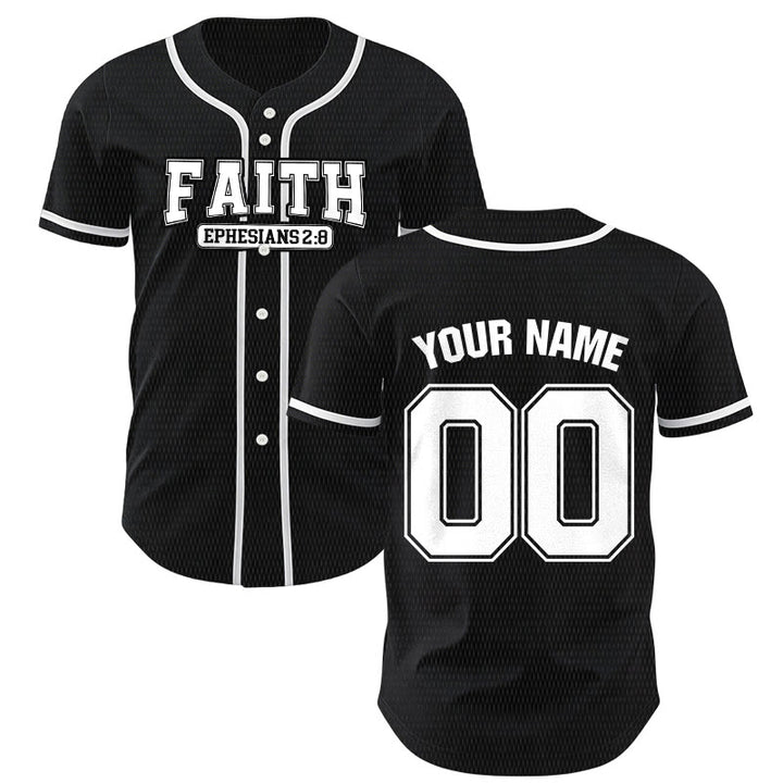 Christianartworkshop Faith Custom Name Number Baseball Jersey - Black - 5XL - Name & Number Customized - image 21