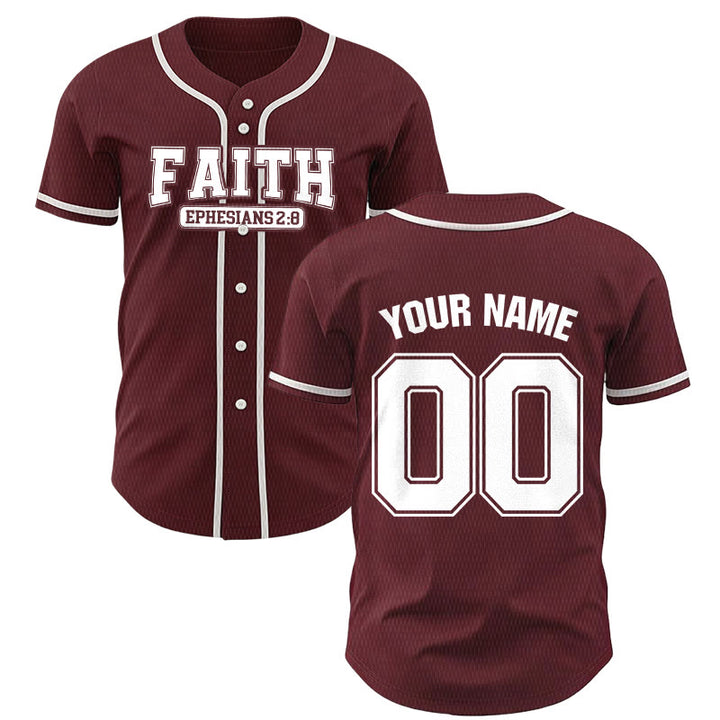 Christianartworkshop Faith Custom Name Number Baseball Jersey - Wine - 5XL - Name & Number Customized - image 35