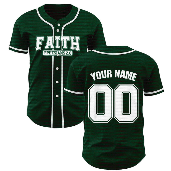 Christianartworkshop Faith Custom Name Number Baseball Jersey - Green - 5XL - Name & Number Customized - image 49