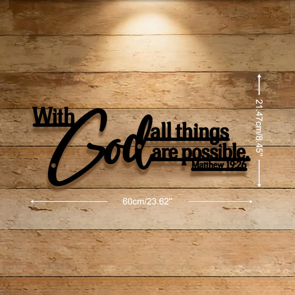 Christianartworkshop Mathew 19:26 Scripture With God All Things Are Possible Metal Wall Decor - Black - 23.62''*8.45''*0.06''/60*21.47*0.15cm - image 10
