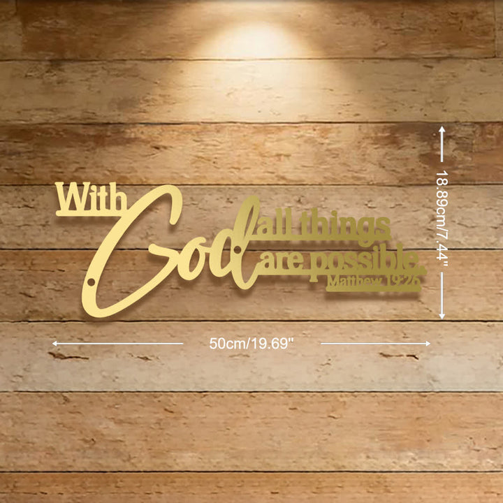 Christianartworkshop Mathew 19:26 Scripture With God All Things Are Possible Metal Wall Decor - Golden - 19.69''*7.44''*0.06''/50*18.89*0.12cm - image 16