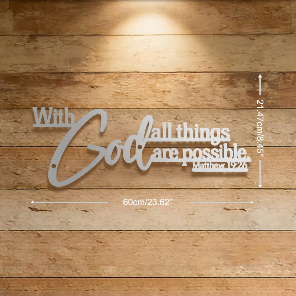 Christianartworkshop Mathew 19:26 Scripture With God All Things Are Possible Metal Wall Decor - Silver - 23.62''*8.45''*0.06''/60*21.47*0.12cm - image 24