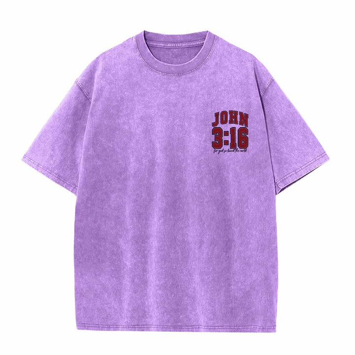 Christianartworkshop Left Chest John 3:16 Varsity Font Back For God So Loved The World Washed T‑Shirt - image 19