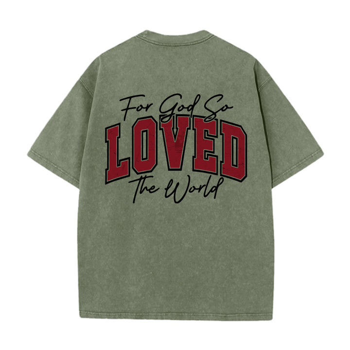 Christianartworkshop Left Chest John 3:16 Varsity Font Back For God So Loved The World Washed T‑Shirt - image 26