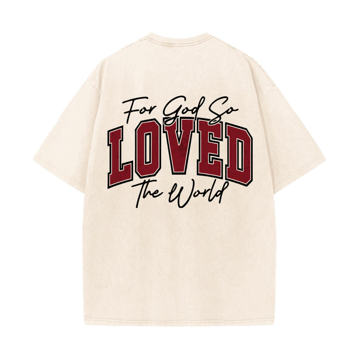 Christianartworkshop Left Chest John 3:16 Varsity Font Back For God So Loved The World Washed T‑Shirt - image 11