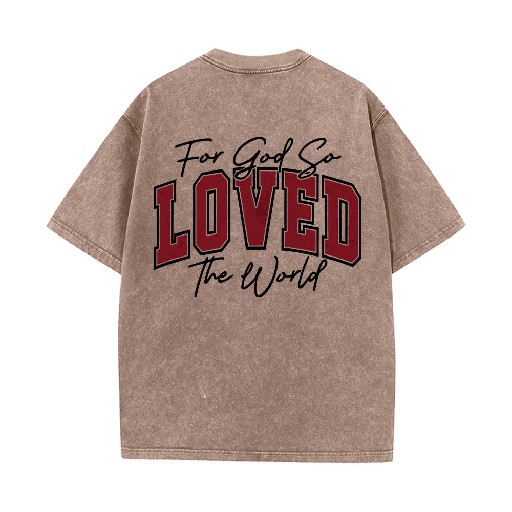 Christianartworkshop Left Chest John 3:16 Varsity Font Back For God So Loved The World Washed T‑Shirt - image 14