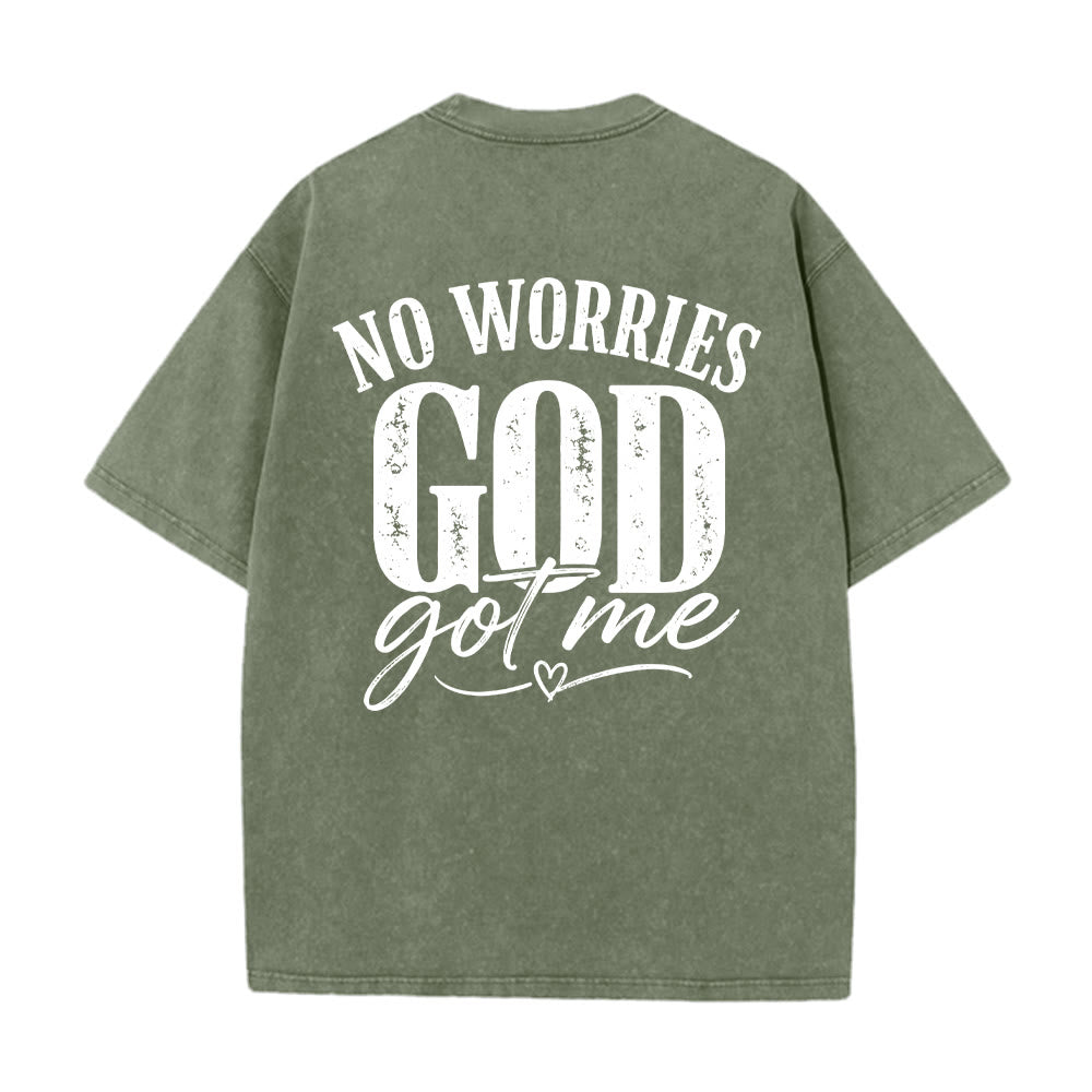 Christianartworkshop Left Chest Unafraid Cross Accent Back No Worries God Got Me Heart Detail Washed T‑Shirt - image 26
