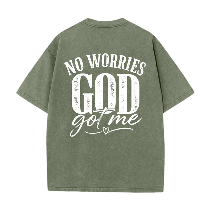 Christianartworkshop Left Chest Unafraid Cross Accent Back No Worries God Got Me Heart Detail Washed T‑Shirt - image 26