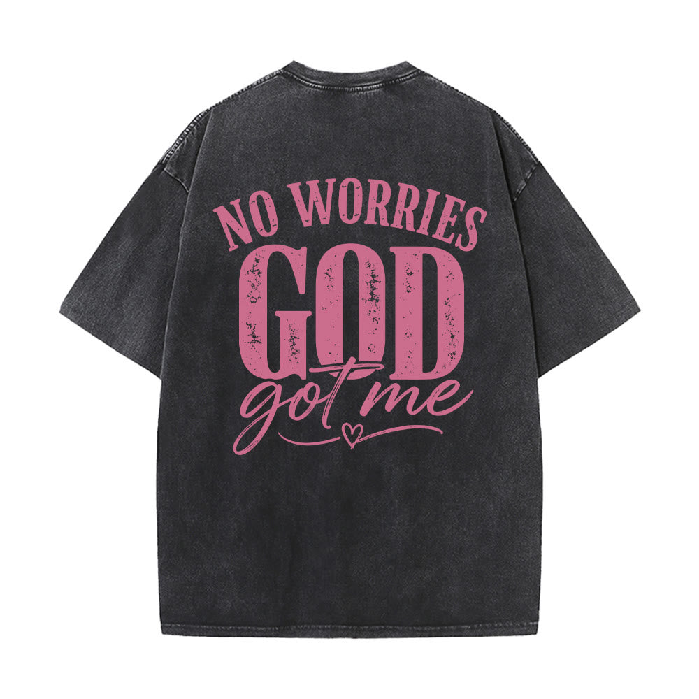 Christianartworkshop Left Chest Unafraid Cross Accent Back No Worries God Got Me Heart Detail Washed T‑Shirt - image 14