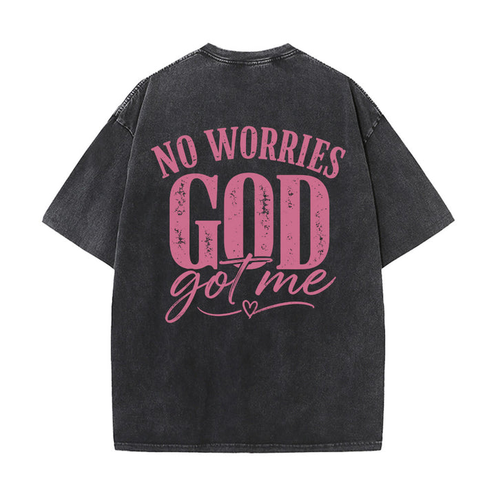 Christianartworkshop Left Chest Unafraid Cross Accent Back No Worries God Got Me Heart Detail Washed T‑Shirt - image 14