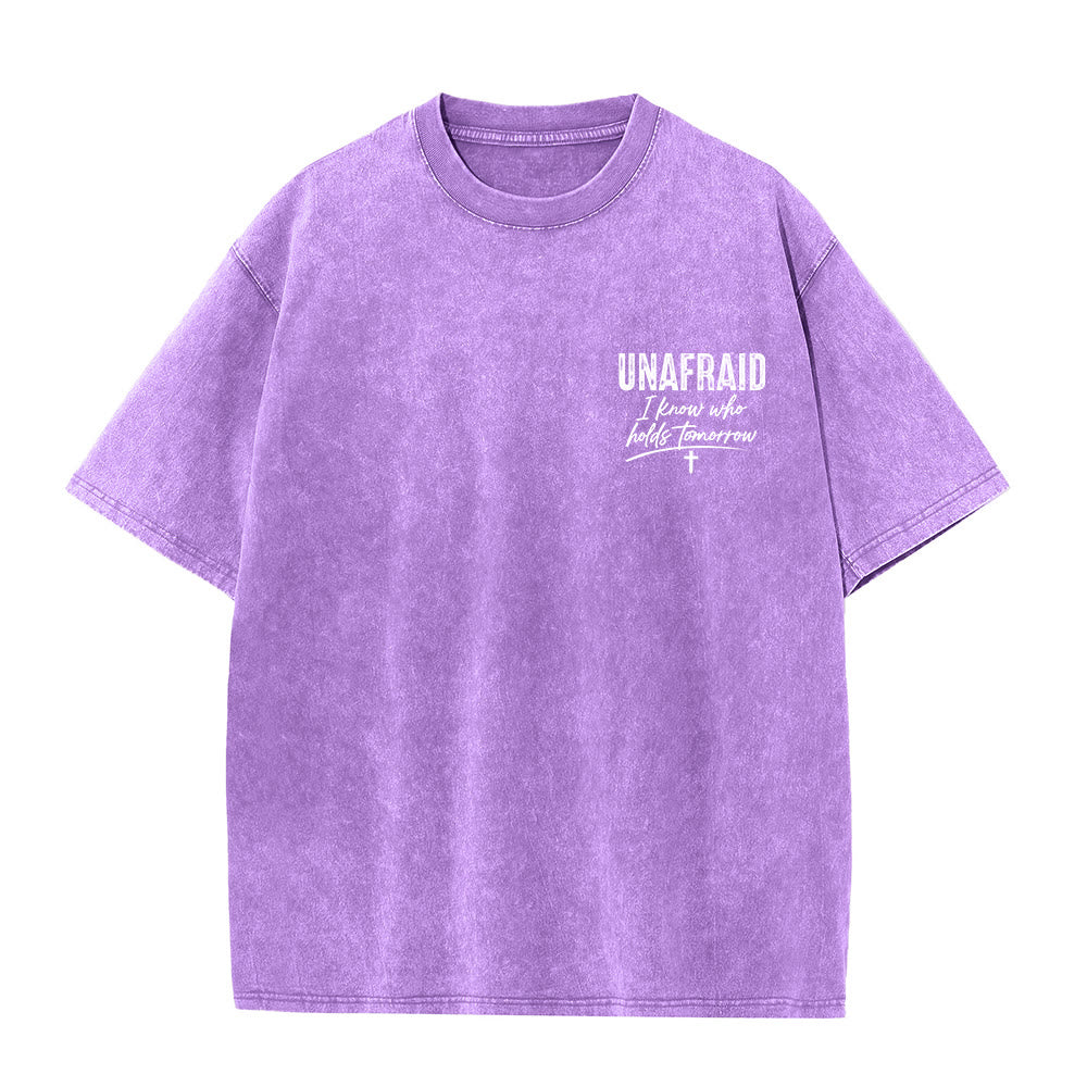 Christianartworkshop Left Chest Unafraid Cross Accent Back No Worries God Got Me Heart Detail Washed T‑Shirt - image 19