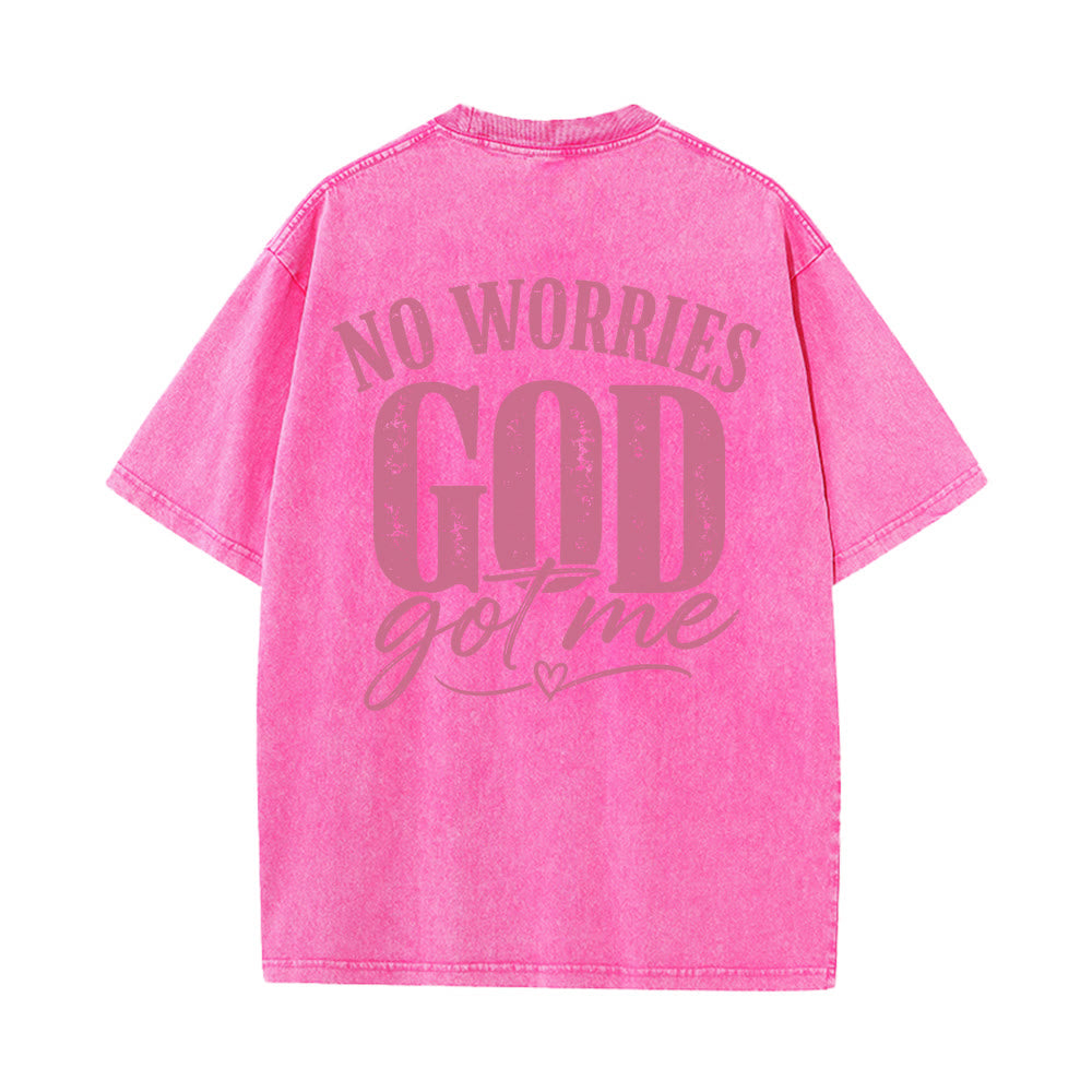 Christianartworkshop Left Chest Unafraid Cross Accent Back No Worries God Got Me Heart Detail Washed T‑Shirt - image 23