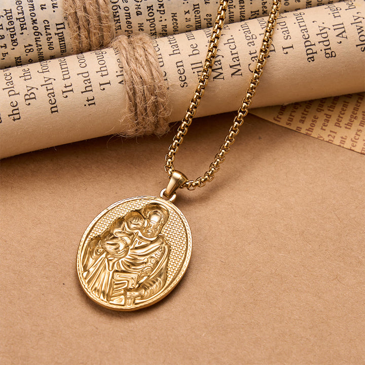 Christianartworkshop St. Joseph Oval Holy Image Pendant Necklace: Timeless Emblem of Gentle Heavenly Guardianship - image 3