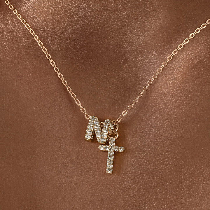 FREE Today: Custom Initial Letter A-Z Rhinestone Accent Cross Dual Charm Pendant Necklace: Timeless Emblem of Gentle Heavenly Guardianship - N - image 15