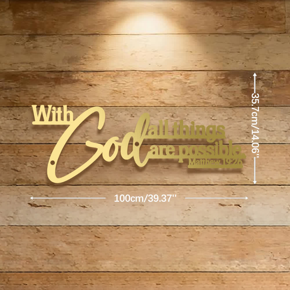 Christianartworkshop Mathew 19:26 Scripture With God All Things Are Possible Metal Wall Decor - Golden - 39.37''*14.06''*0.06''/100*35.7*0.12cm - image 19