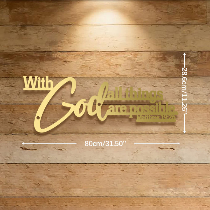 Christianartworkshop Mathew 19:26 Scripture With God All Things Are Possible Metal Wall Decor - Golden - 31.50''*11.26''*0.06''/80*28.6*0.12cm - image 18