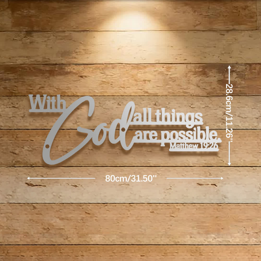 Christianartworkshop Mathew 19:26 Scripture With God All Things Are Possible Metal Wall Decor - Silver - 31.50''*11.26''*0.06''/80*28.6*0.12cm - image 25