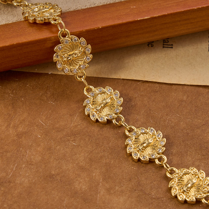 Christianartworkshop Our Lady of Guadalupe Radiant Petal Medallion Sparkle Trim Link Bracelet: Timeless Emblem of Gentle Heavenly Guardianship - image 4