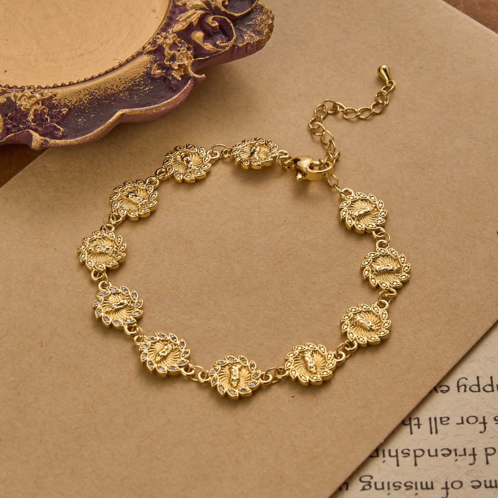 Christianartworkshop Our Lady of Guadalupe Radiant Petal Medallion Sparkle Trim Link Bracelet: Timeless Emblem of Gentle Heavenly Guardianship - image 1