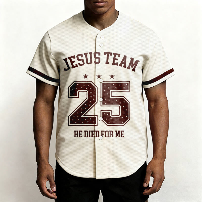Christianartworkshop Jesus Team 25 He Died For Me Faith Baseball Jersey - image 1