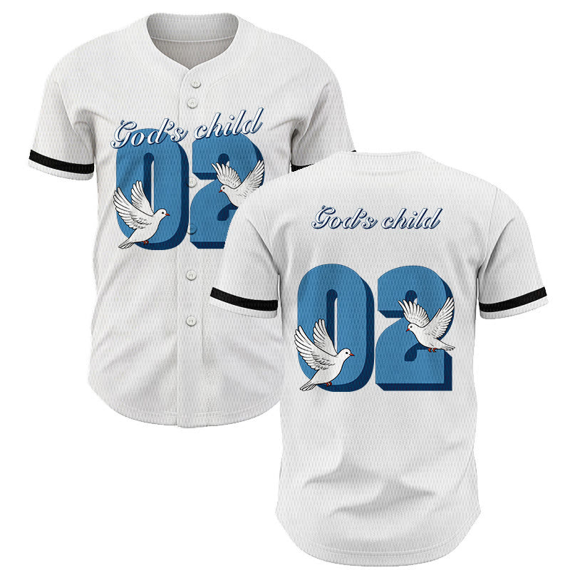 Christianartworkshop God's Child Inspirational Dove & Number Design Baseball Jersey - White - 5XL - image 7