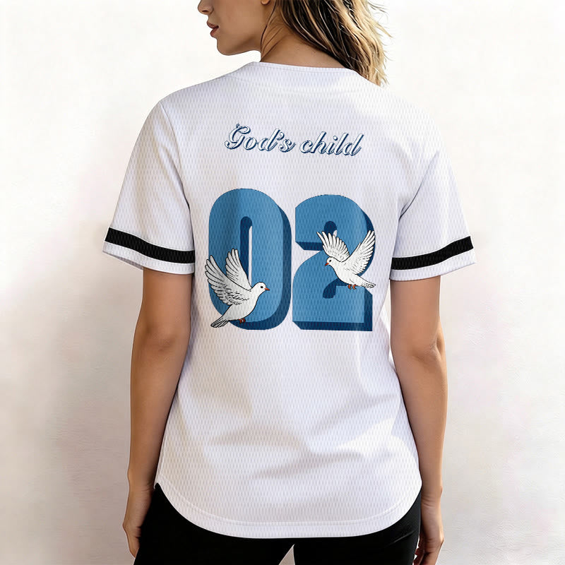 Christianartworkshop God's Child Inspirational Dove & Number Design Baseball Jersey - image 12