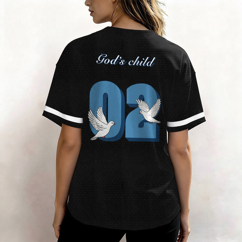 Christianartworkshop God's Child Inspirational Dove & Number Design Baseball Jersey - image 5
