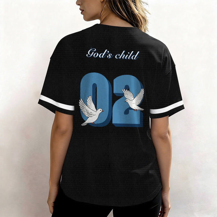 Christianartworkshop God's Child Inspirational Dove & Number Design Baseball Jersey - image 5