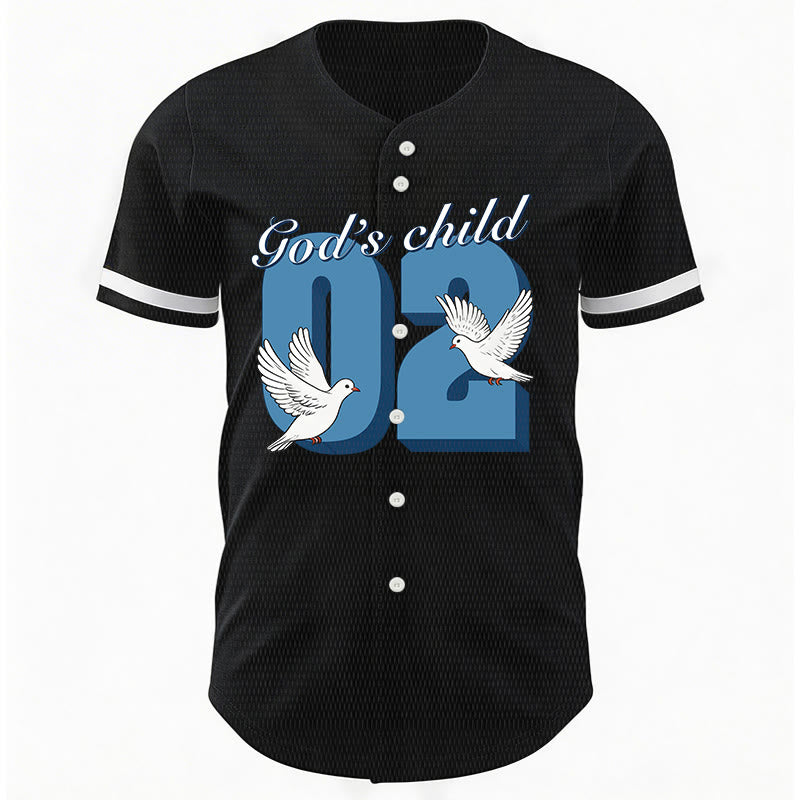 Christianartworkshop God's Child Inspirational Dove & Number Design Baseball Jersey - image 3
