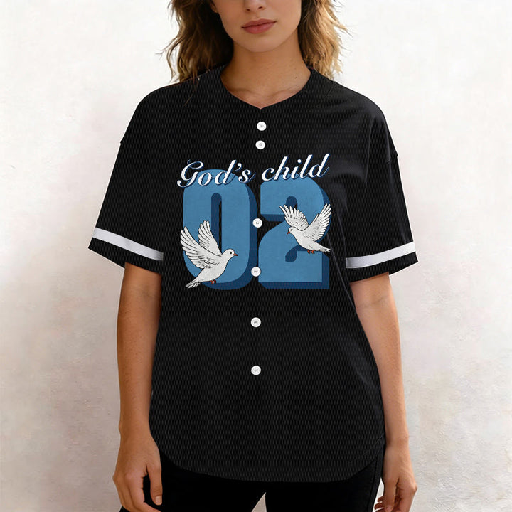 Christianartworkshop God's Child Inspirational Dove & Number Design Baseball Jersey - image 2