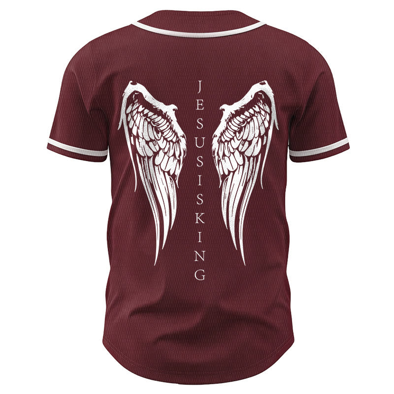 Christianartworkshop Jesus Is King Angel Wings Cross Faith Statement Custom Baseball Jersey - image 41