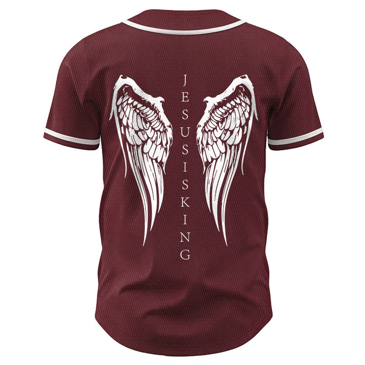 Christianartworkshop Jesus Is King Angel Wings Cross Faith Statement Custom Baseball Jersey - image 41