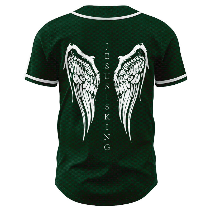 Christianartworkshop Jesus Is King Angel Wings Cross Faith Statement Custom Baseball Jersey - image 55