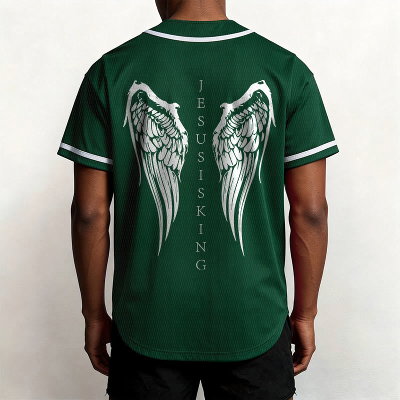 Christianartworkshop Jesus Is King Angel Wings Cross Faith Statement Custom Baseball Jersey - image 53