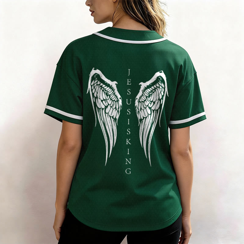 Christianartworkshop Jesus Is King Angel Wings Cross Faith Statement Custom Baseball Jersey - image 54